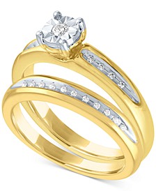Diamond Bridal Set (1/10 ct. t.w.) in 14k Gold Over Sterling Silver
