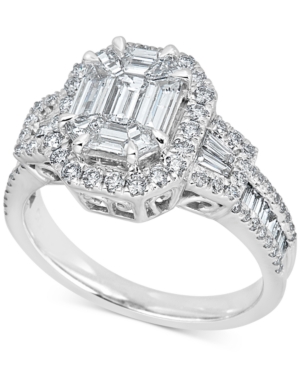 image of Diamond Baguette Cluster Engagement Ring (1-1/2 ct. t.w.) in 14k White Gold