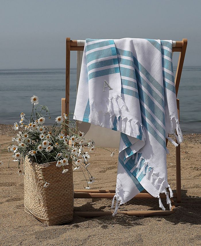 Linum Home Personalized Herringbone Pestemal Beach Towel - Macy's