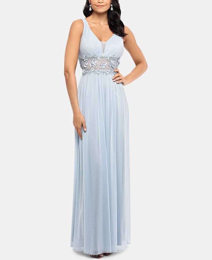 betsy and adam embellished chiffon illusion gown