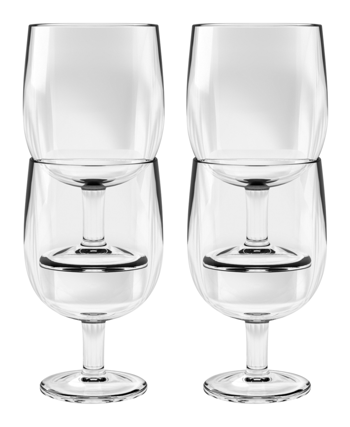 Simple Stacking Wine Goblet, Clear, 8.6 oz., Premium Plastic, Set of 6 - Gold