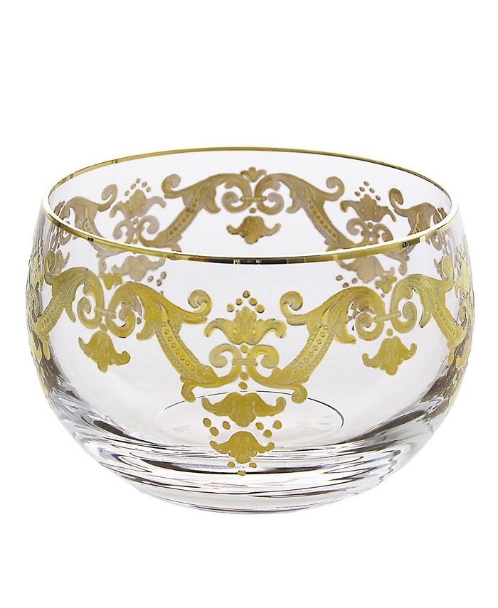 Classic Touch Small Glass Bowl With 24K Gold Artwork Macy's