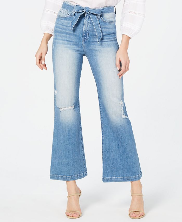 FLYING MONKEY Belted Cropped Flared Jeans - Macy's