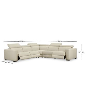Nevio 5-pc Leather "L" Sectional with 3 Power Recliners