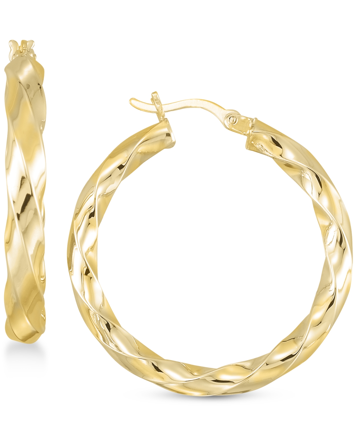 Textured Hoop Earrings in 18K Yellow Gold Over Silver or Sterling Silver - Gold over Silver