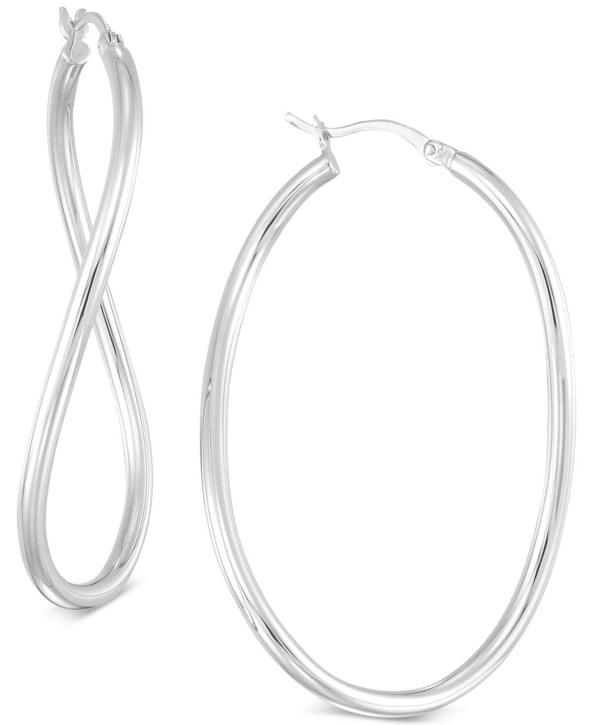 Wavy Hoop Earrings in 18k Gold over Sterling Silver or Sterling Silver - Silver