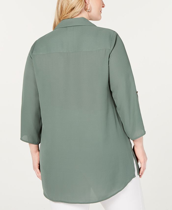 JM Collection Plus Size Beaded Utility Shirt, Created for Macy's Macy's