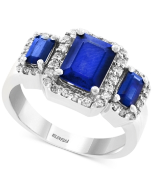 image of Effy Sapphire (2-1/4 ct. t.w.) & Diamond (1/3 ct. t.w.) Ring in 14k White Gold