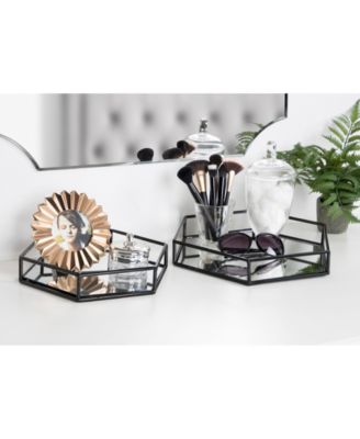 Felicia Nesting Metal Mirrored Decorative Trays, 2 Piece