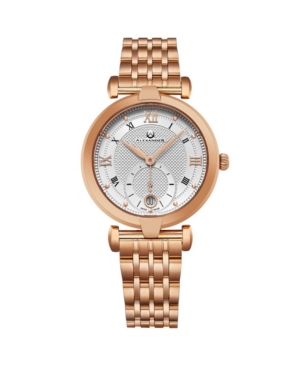 image of Alexander Watch A202B-04, Ladies Quartz Small-Second Date Watch with Rose Gold Tone Stainless Steel Case on Rose Gold Tone Stainless Steel Bracelet