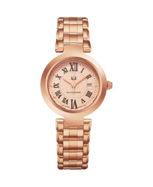 image of Alexander Watch A203B-05, Ladies Quartz Date Watch with Rose Gold Tone Stainless Steel Case on Rose Gold Tone Stainless Steel Bracelet