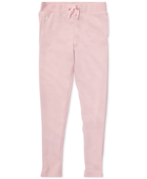 Shop Polo Ralph Lauren Big Girls Washed French Terry Leggings In Hint Of Pink