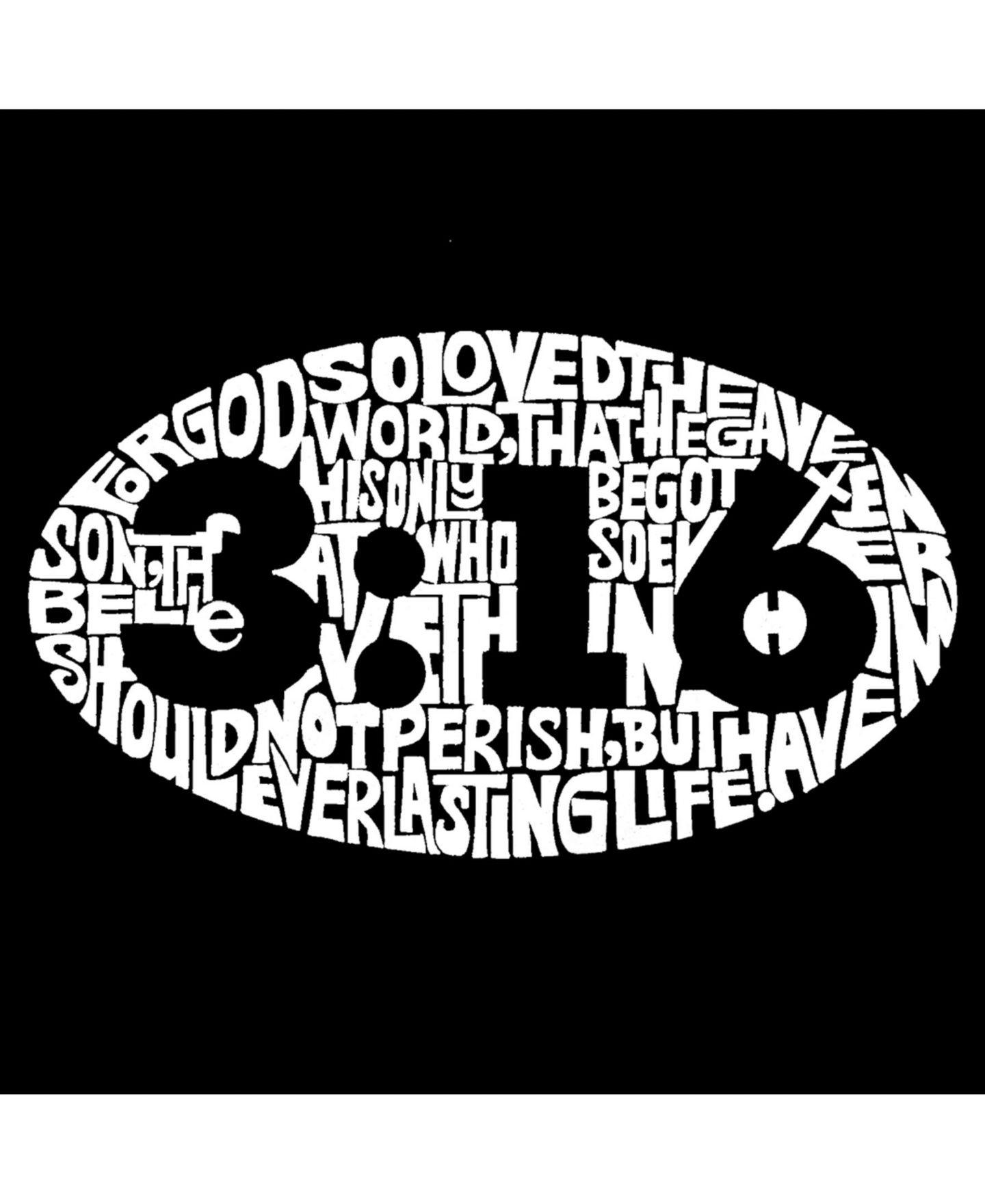 Мужская футболка LA Pop Art Word Art - John 3:16, цвет: Чёрный — фото 2