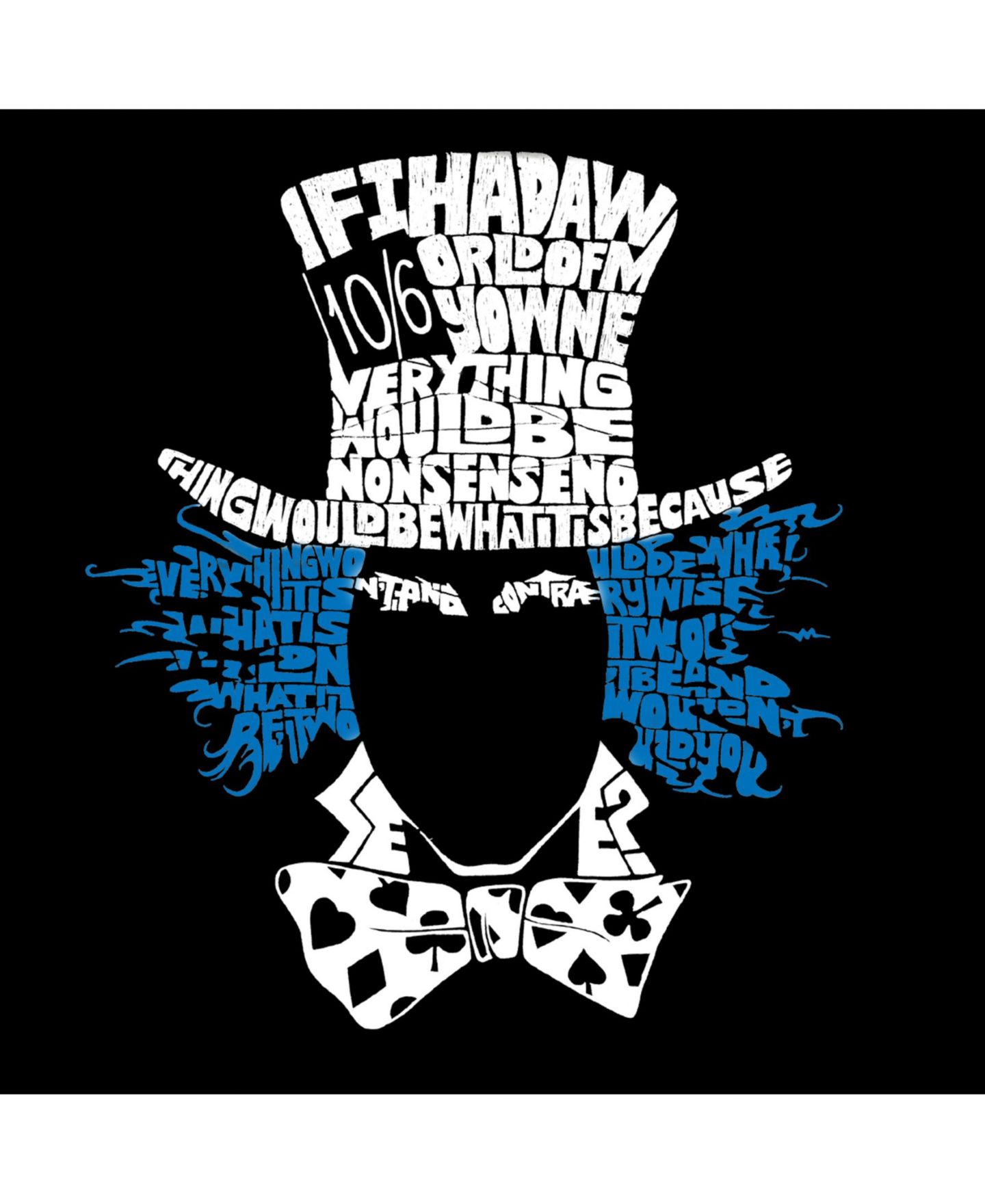 Мужская футболка LA Pop Art Word Art - The Mad Hatter, цвет: Чёрный — фото 2