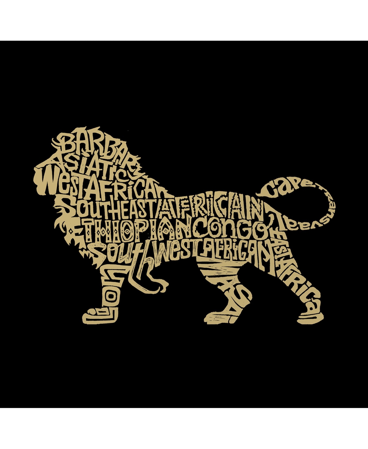 La Pop Art Mens Word Art T-Shirt - Lion
