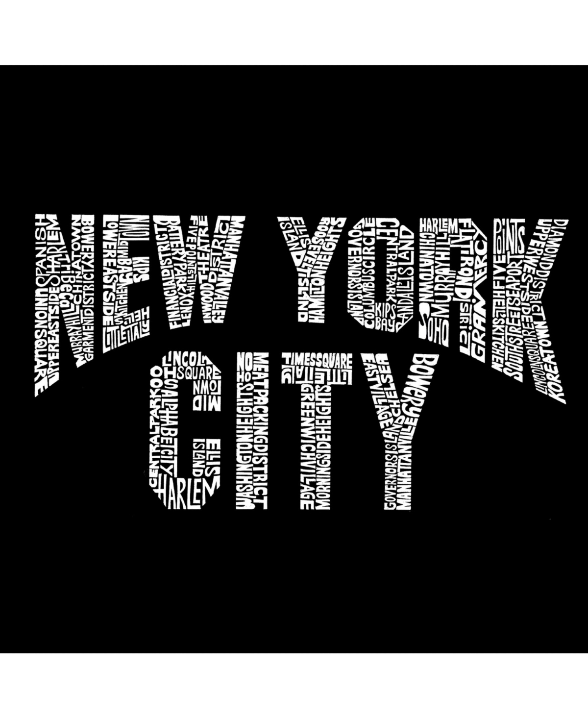 La Pop Art Mens Premium Blend Word Art T-Shirt - New York City Neighborhoods
