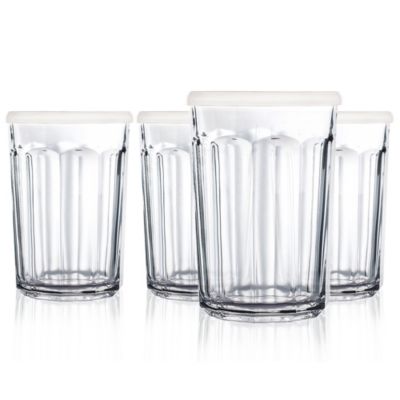 Luminarc Working Glass Cooler + White Storage Lids - Set of 4