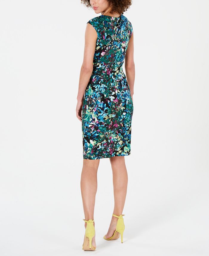 Connected Printed Ruched Sheath Dress - Macy's