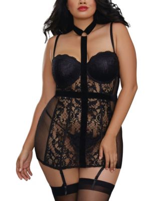 Dreamgirl Plus Size Garter Slip & G-String main image 1