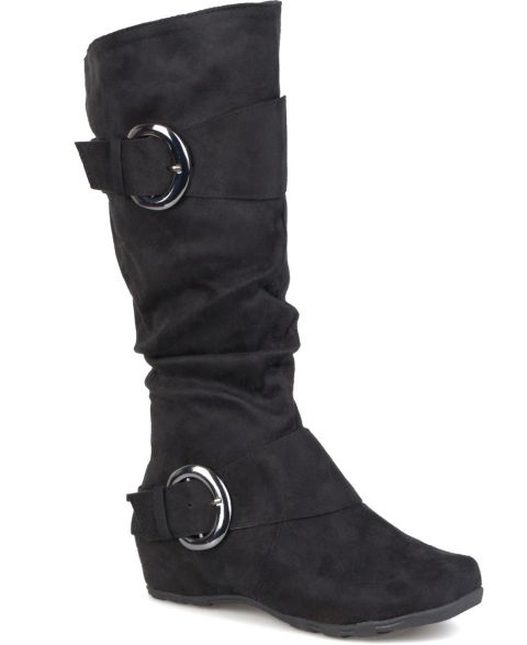 Женские ботинки Journee Collection Jester Slouchy Mid Shaft Boots, Regular, Wide Calf, & Extra Wide Calf, цвет: Чёрный