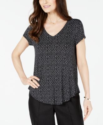 Alfani Printed V-Neck T-Shirt, Created for Macy's - Macy's