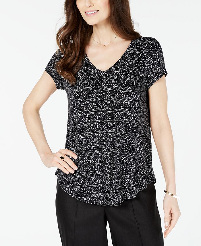 Alfani Printed V-Neck T-Shirt, Created for Macy's - Macy's