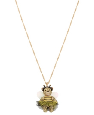 image of Betsey Johnson Bumble Bee Pave Bear Pendant Long Necklace