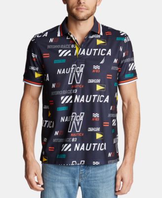 Nautica - Men's Hydro Classic-Fit Moisture-Wicking Logo-Print Piqu&eacute; Polo