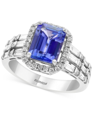 image of Effy Tanzanite (2-1/10 ct. t.w.) & Diamond (5/8 ct. t.w.) Statement Ring in 14k White Gold