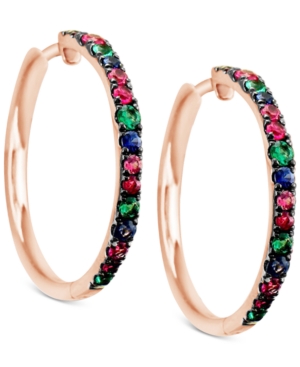 image of Le Vian Multi-Gemstone (9/10 ct. t.w.) Hoop Earrings in 14k Rose Gold