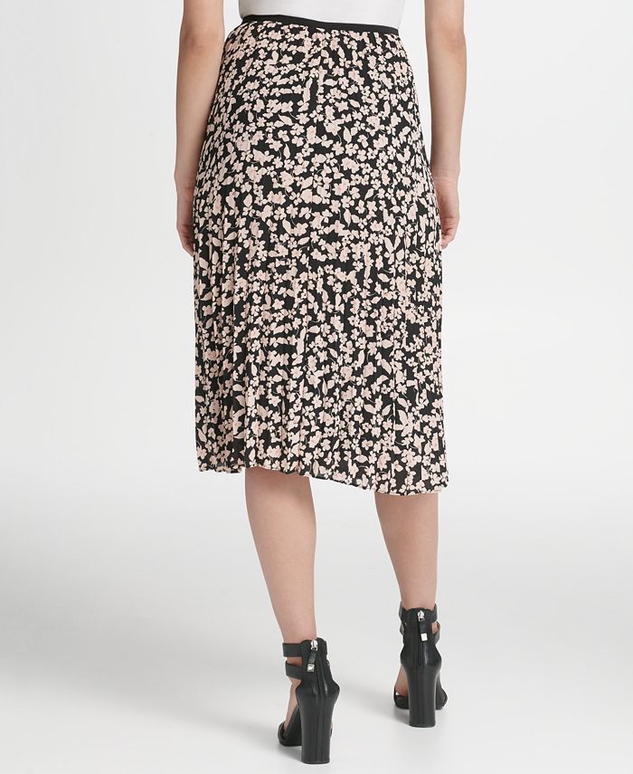 DKNY Petite Floral Pleated Midi Skirt - Macy's