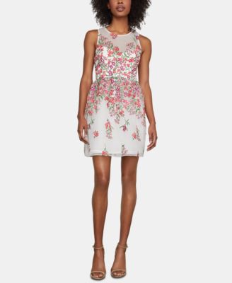 BCBGMAXAZRIA Floral-Embroidered Illusion Dress - Macy's