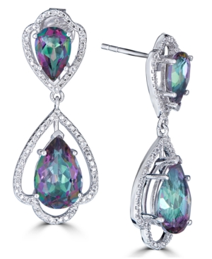 image of Mystic Quartz (7-1/2 ct. t.w.) & White Topaz (1/10 ct.t.w.) Drop Earrings in Sterling Silver