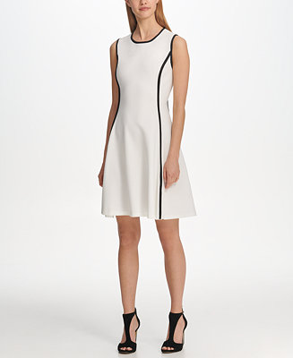 DKNY Piped Fit & Flare Dress - Macy's