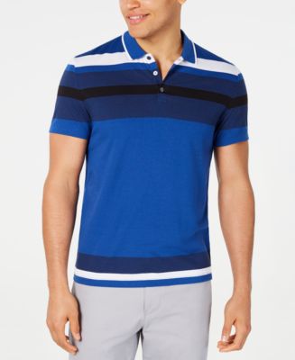 Alfani Men's Engineered Stripe Polo, Created for Macy's - Macy's