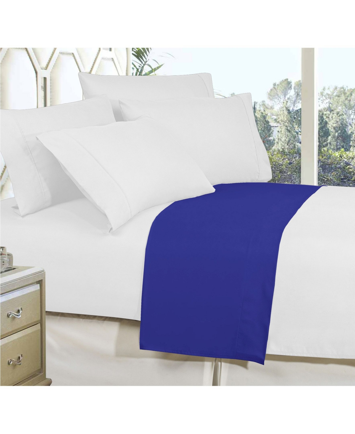 Elegant Comfort Silky Soft Flat Sheet, California King In Blue