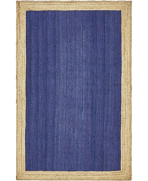Bridgeport Home Braided Jute A Bja4 Navy Blue 5 X 8 Area Rug