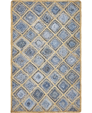 Bridgeport Home Braided Square Bsq6 Blue 5' x 8' Area Rug at RugsBySize.com