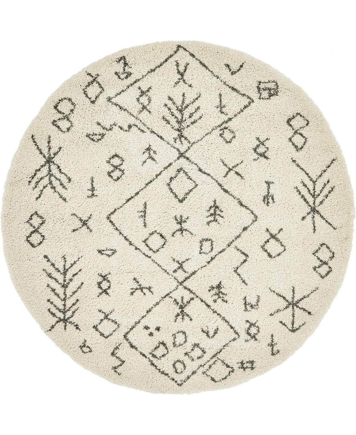 Bayshore Home Fazil Shag Faz1 8' x 8' Round Area Rug - Ivory