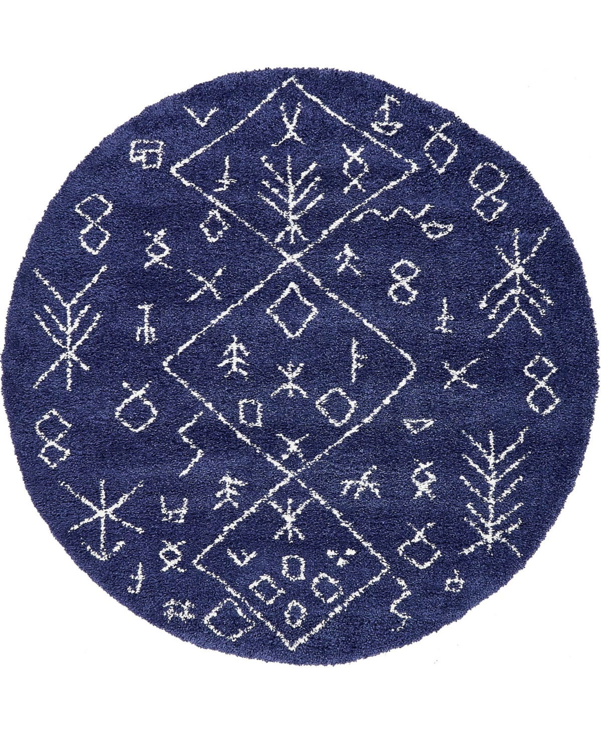 Bayshore Home Fazil Shag Faz1 8' x 8' Round Area Rug - Navy Blue