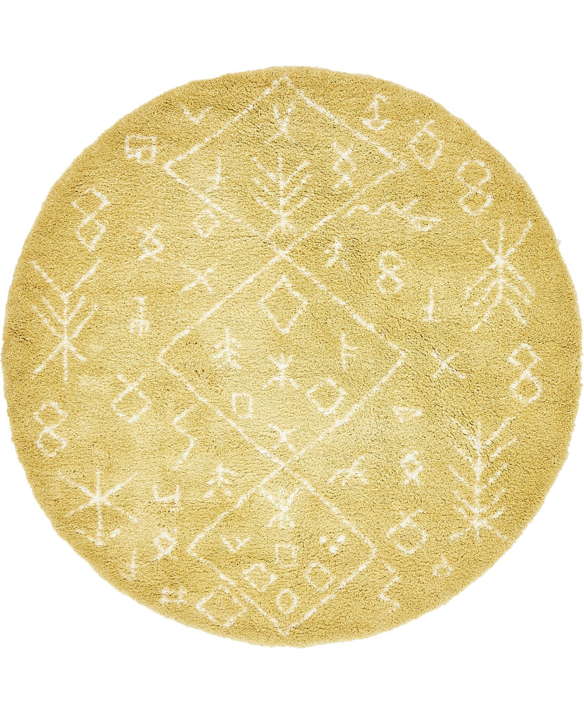Bayshore Home Fazil Shag Faz1 8' x 8' Round Area Rug - Yellow