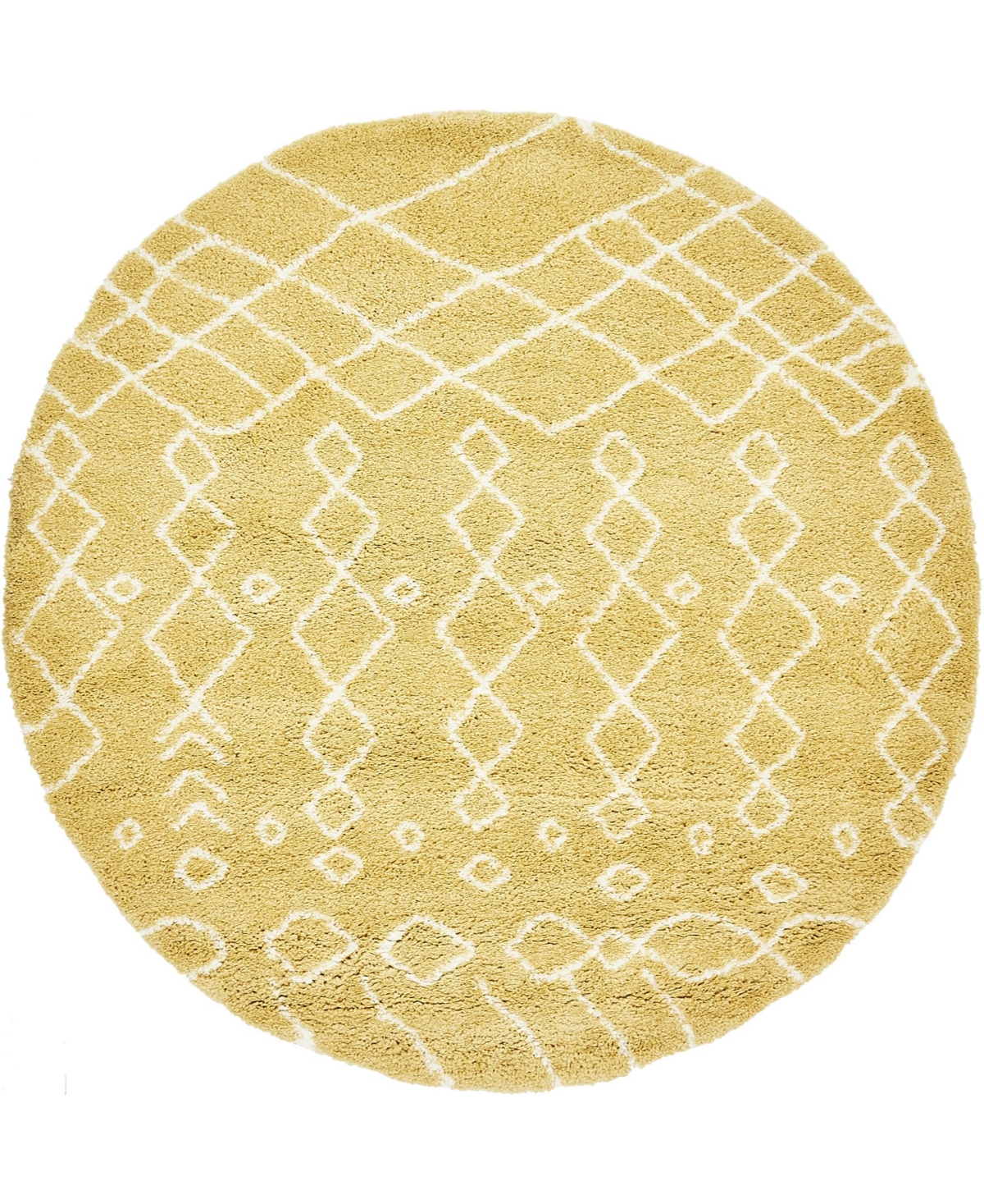 Bayshore Home Fazil Shag Faz2 Yellow 8' x 8' Round Area Rug - Yellow