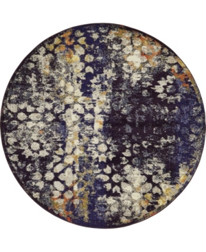 Bridgeport Home Brio Bri1 Navy Blue 8' x 8' Round Area Rug