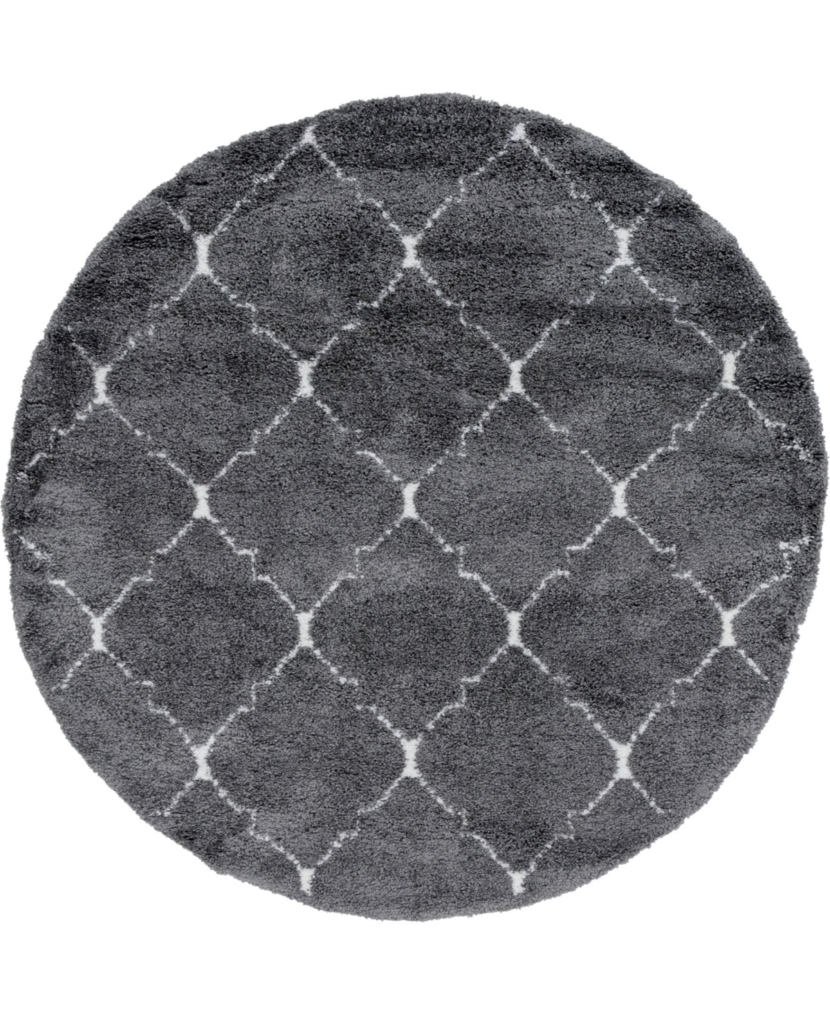 Bayshore Home Fazil Shag Faz5 Gray 8' x 8' Round Area Rug - Gray