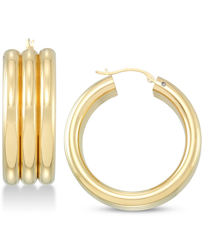 Signature Gold Diamond Accent Triple Hoop Earrings, Created for Macy's ...