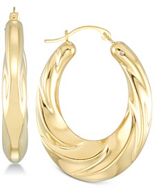 Diamond Accent Textured Hoop Earrings in 14k Gold Over Resin, Created for Macy's
