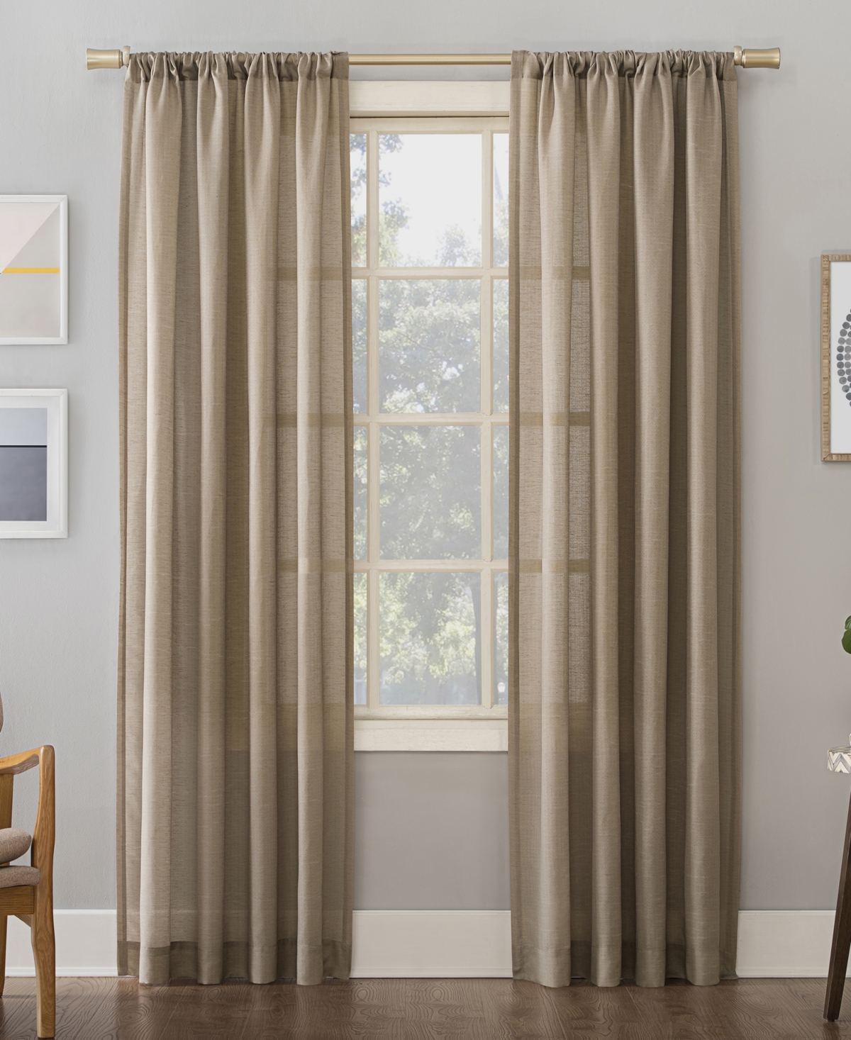 No. 918 Amalfi Linen Blend Textured Semi-Sheer Rod Pocket Curtain Panel