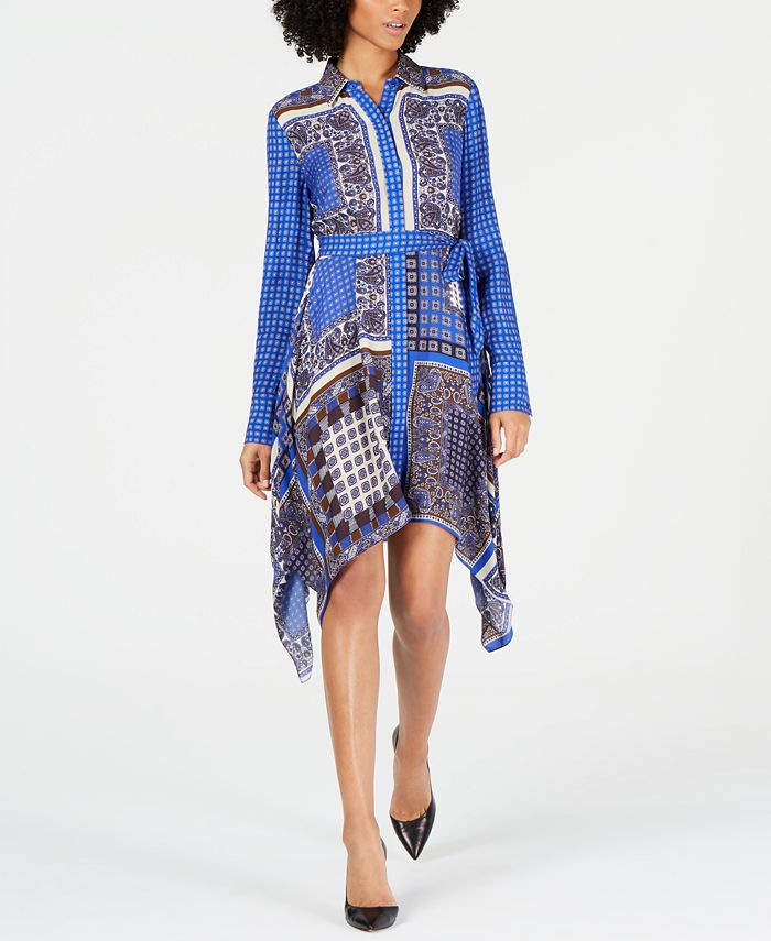 Elie Tahari Roxanne Printed Handkerchief Hem Dress Macy s