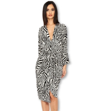Ax Paris Zebra Print Wrap Dress In Multi | ModeSens