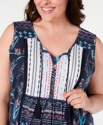 売れ筋商品|||スタイルアンドコー カットソー トップス レディース Plus Size Printed Split-Neck Top, Exclusively at Macy's Floral Salmon Style & Co. Womens Plus Floral Split Neck Casual Top Black